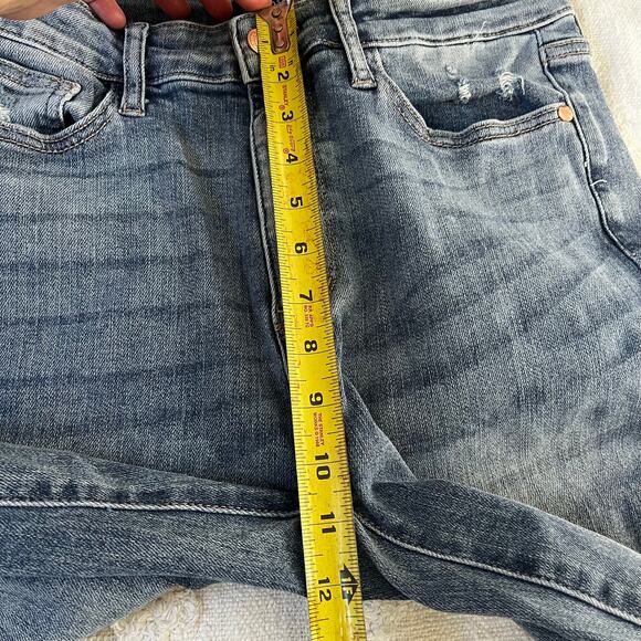 Judy Blue Slim Bootcut Light Wash Distress High Rise Denim Jeans Size 30 Stretch - Picture 6 of 8